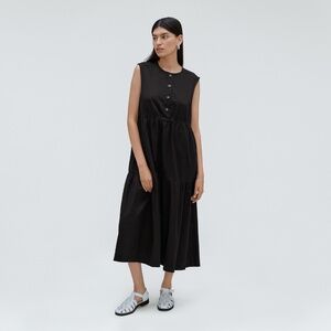 Everlane The Tiered Midi Dress Black Base - Size S